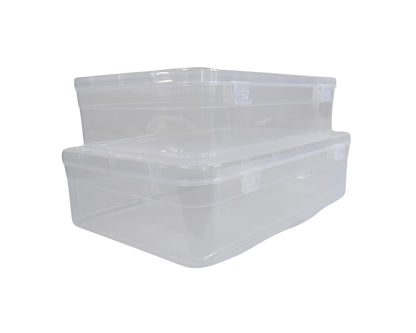 Clear Plastic Large Rectangular Storage Box Size side view set of 2