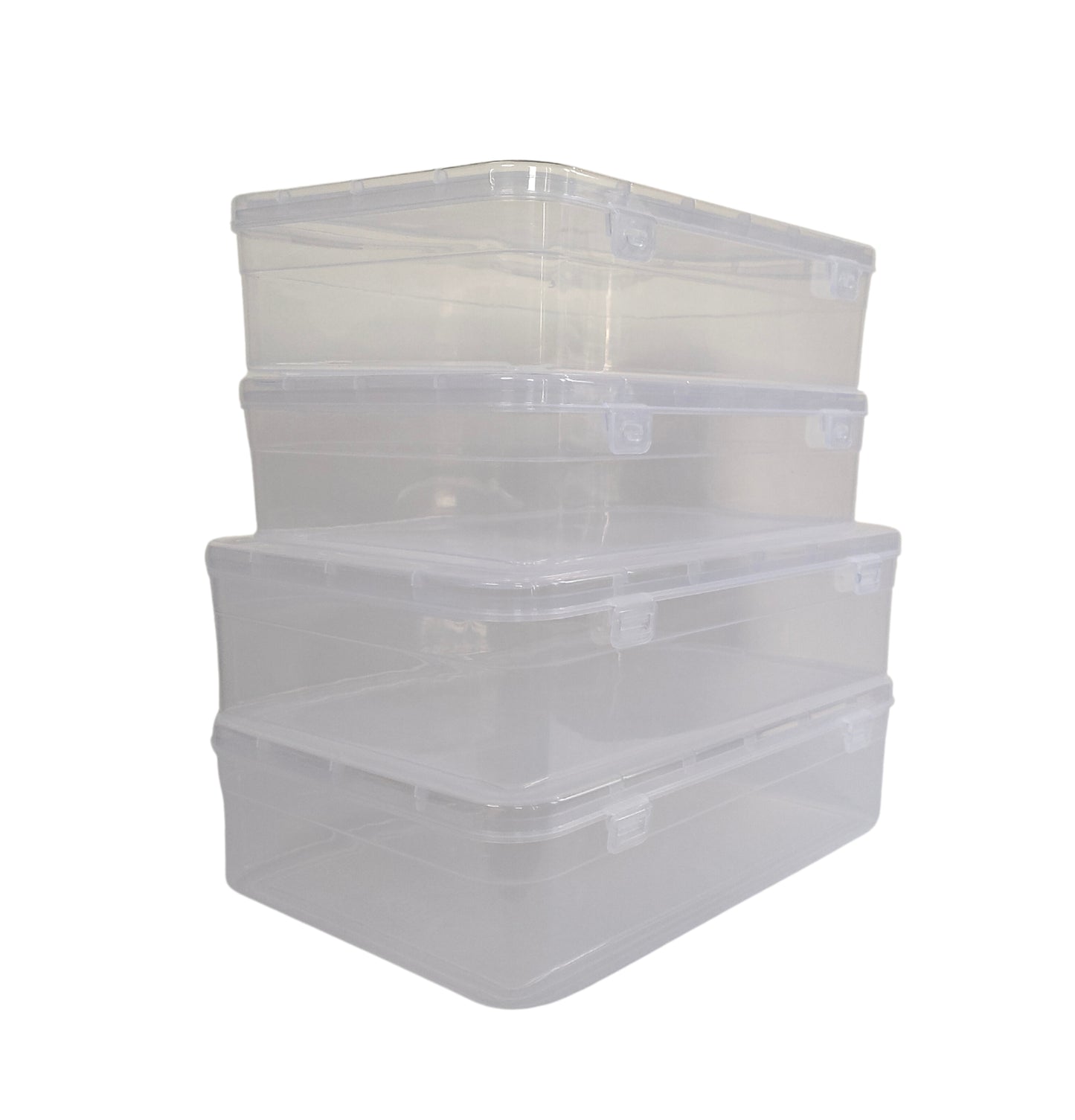 Clear Plastic Large Storage Boxes small & large size set of 4 side view