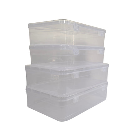Clear Plastic Large Storage Boxes small & large size set of 4 side view