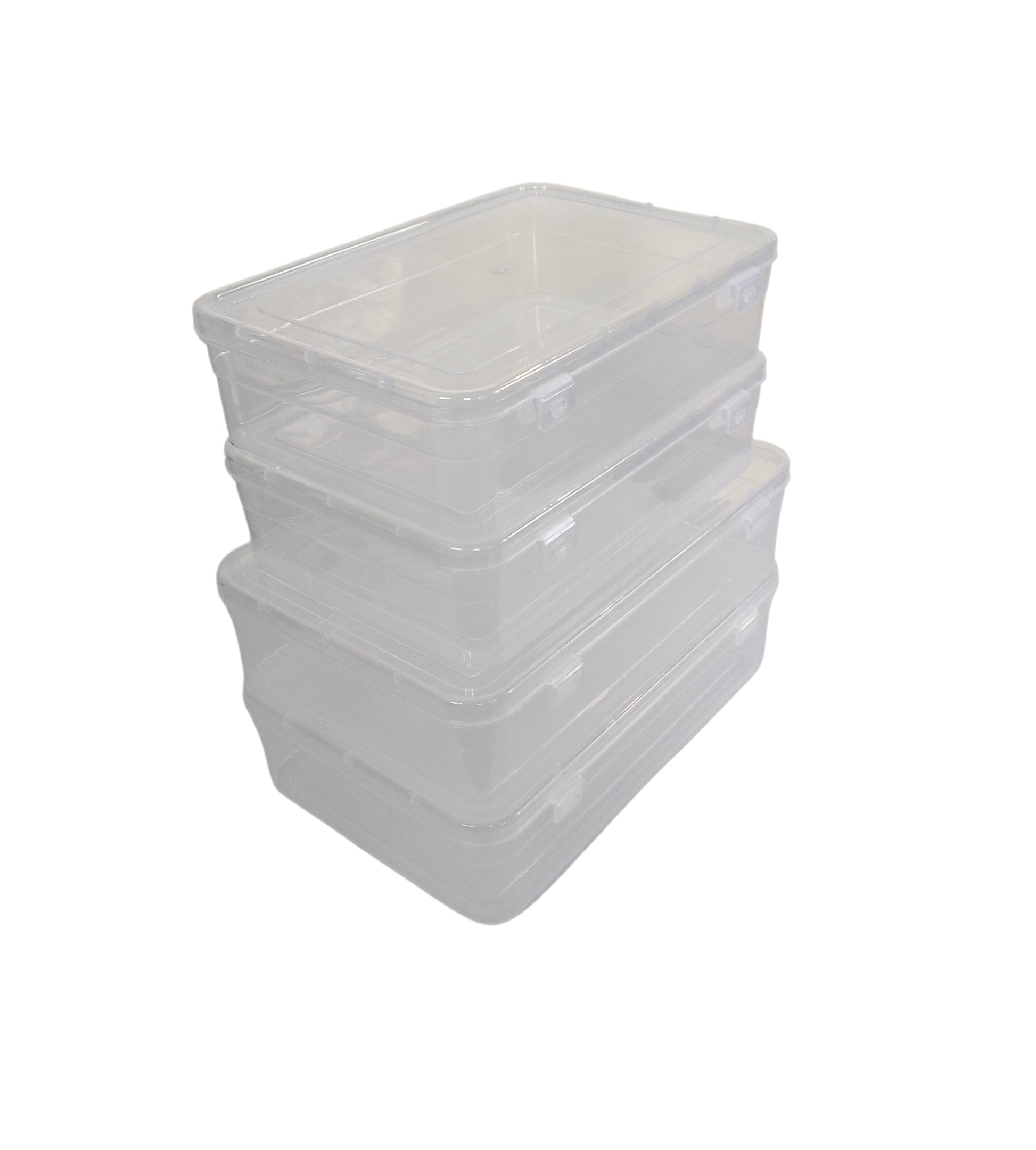 Clear Plastic Large Storage Boxes small & large size set of 4 side & upper view