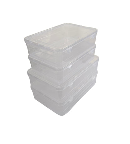 Clear Plastic Large Storage Boxes small & large size set of 4 side & upper view