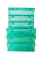 Plastic Green coloured Storage Box Keeper 77 set of 6 Front View