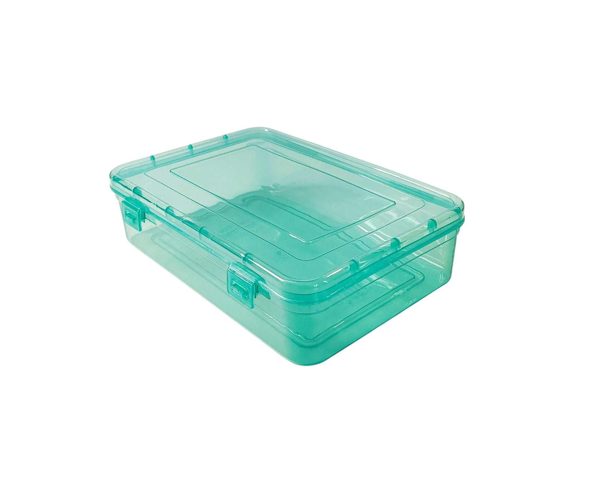 Green Coloured Plastic Large Storage Box side view