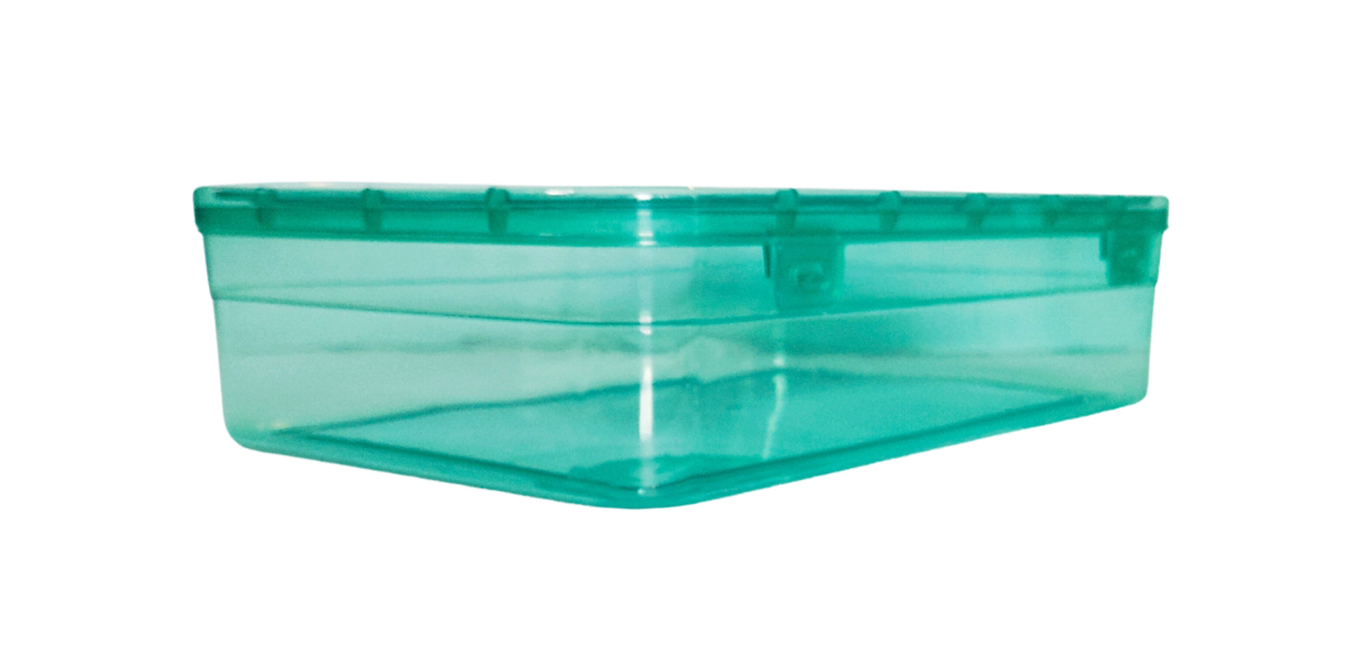 Green Coloured Plastic Medium Storage Boxes side view