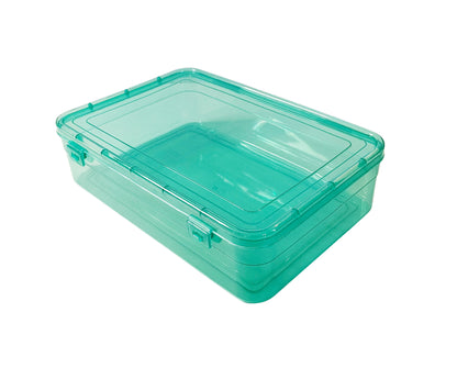 Green Coloured Plastic Medium Storage Boxes side & upper view