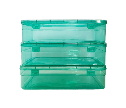 Green Coloured Plastic Medium Storage Boxes set of 3