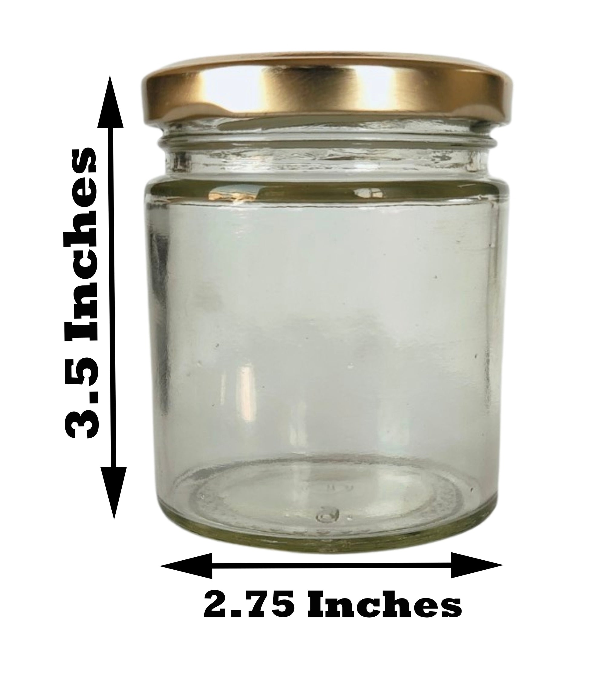 Short Glass Jars with Golden Round cap front size view 