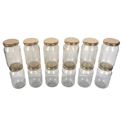 400 ml Glass Mason Jars with Airtight Round Cap Multi Purpose Jar/Pickle Jars (Red, Golden & Black)