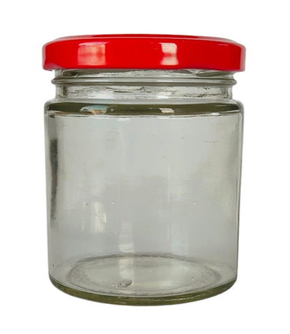 Short 200 ml Glass Mason Jars with Airtight Red Cap Multi Purpose Jar/Pickle Jars (Set of 6)