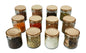 Short Glass Jars with Golden Round cap front & upper view set of 12