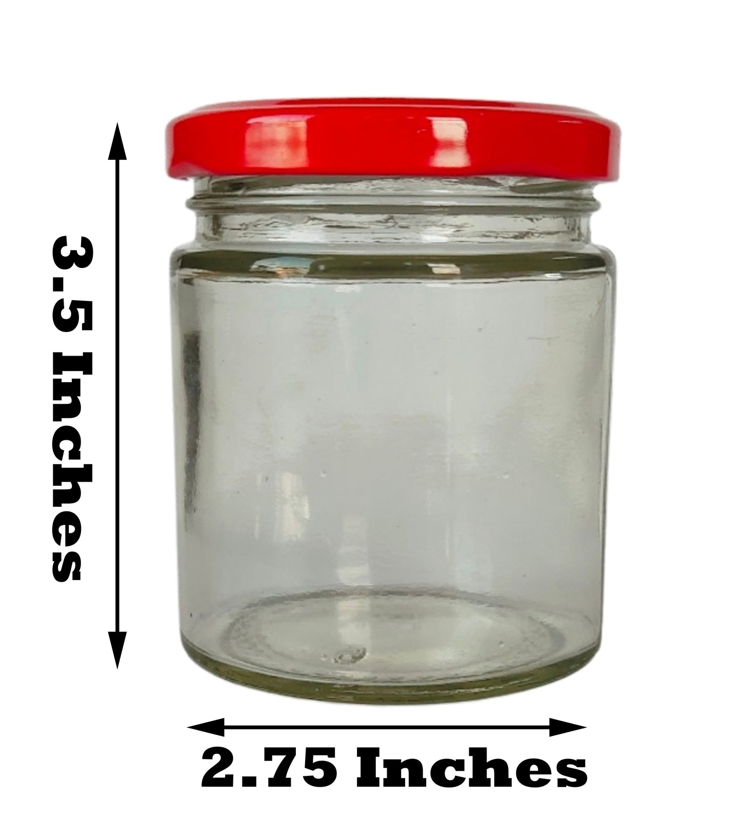 Short Glass Jars with Red Round cap front size view