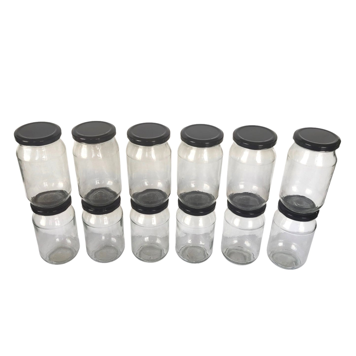 400 ml Glass Mason Jars with Airtight Round Cap Multi Purpose Jar/Pickle Jars (Red, Golden & Black)