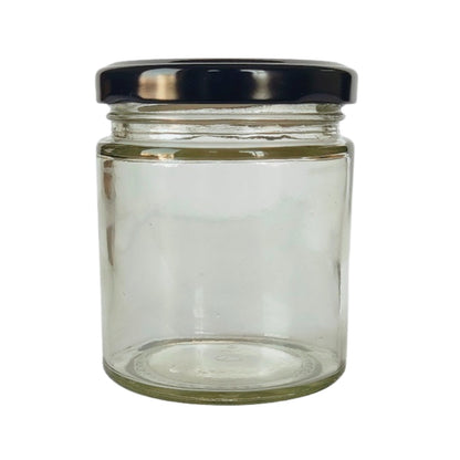 Short Glass Jars with Black Round cap front view