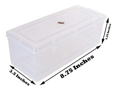 Clear Plastic Transparent Medium Storage Boxes Size 8.75x3.5x3.25 Inches  (Set of 3)