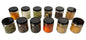 Short Glass Jars with Black Round cap front & upper view set of 12