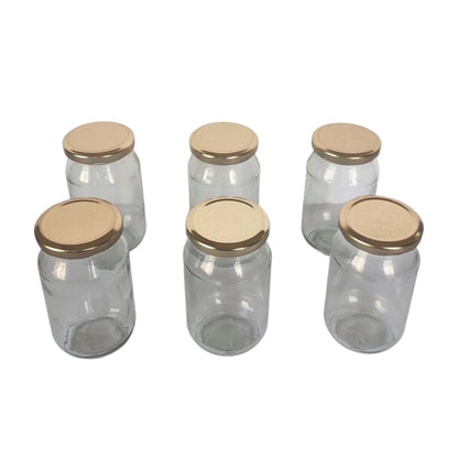 400 ml Glass Mason Jars with Airtight Round Cap Multi Purpose Jar/Pickle Jars (Red, Golden & Black)