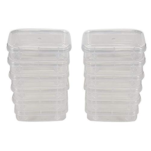 Clear Plastic Very Small Storage Boxes front & upper view set of 12