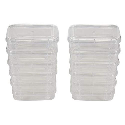 Clear Plastic Very Small Storage Boxes front & upper view set of 12