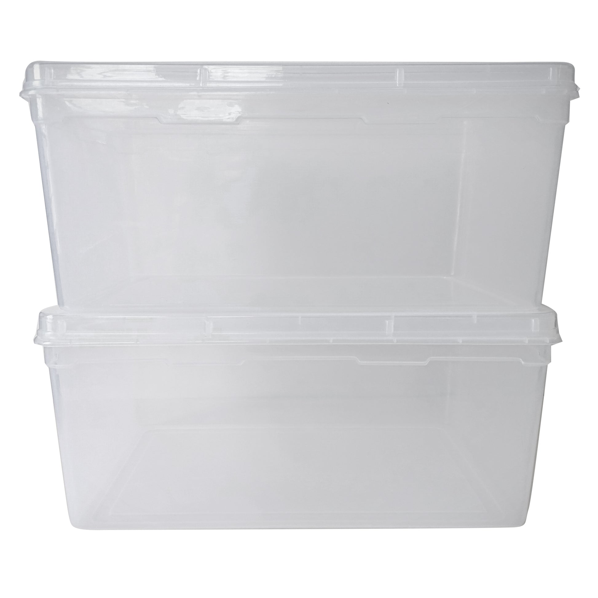 Clear Plastic Extra Large Storage Boxes - Fully Detachable Lid set of 2