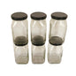 Glass Jars with Black Sqaure cap front & upper view set of 6