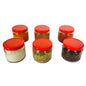 Glass Jars with red cap set of 6 upper view