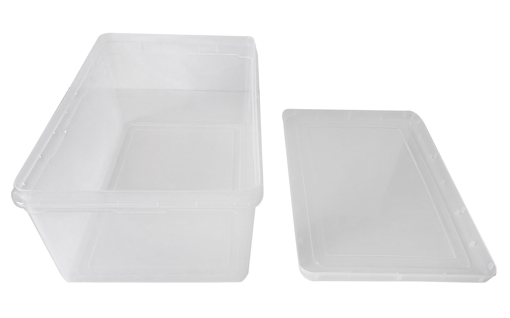 Clear Plastic Extra Large Storage Boxes - Fully Detachable Lid open box