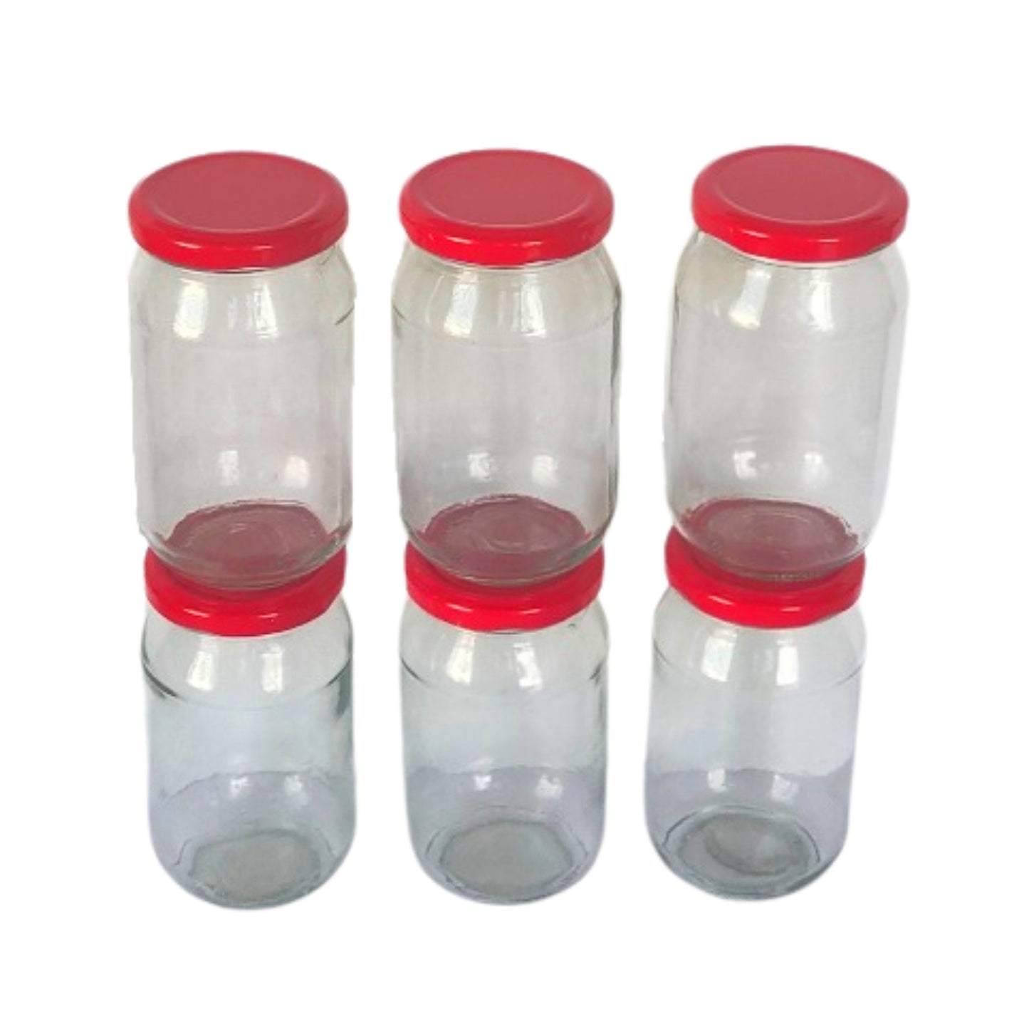 400 ml Glass Mason Jars with Airtight Round Cap Multi Purpose Jar/Pickle Jars (Red, Golden & Black)