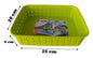 Plastic Checkered Small Storage Baskets Parrot Green Colour showing size