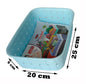 Plastic Checkered Small Storage Basket without lid Sky Blue Colour showing size