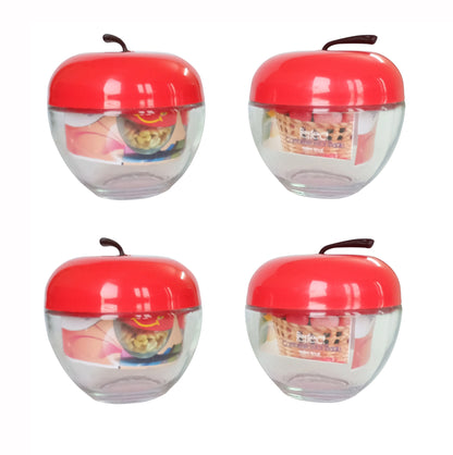Glass Jars with Red cap front view set of 4
