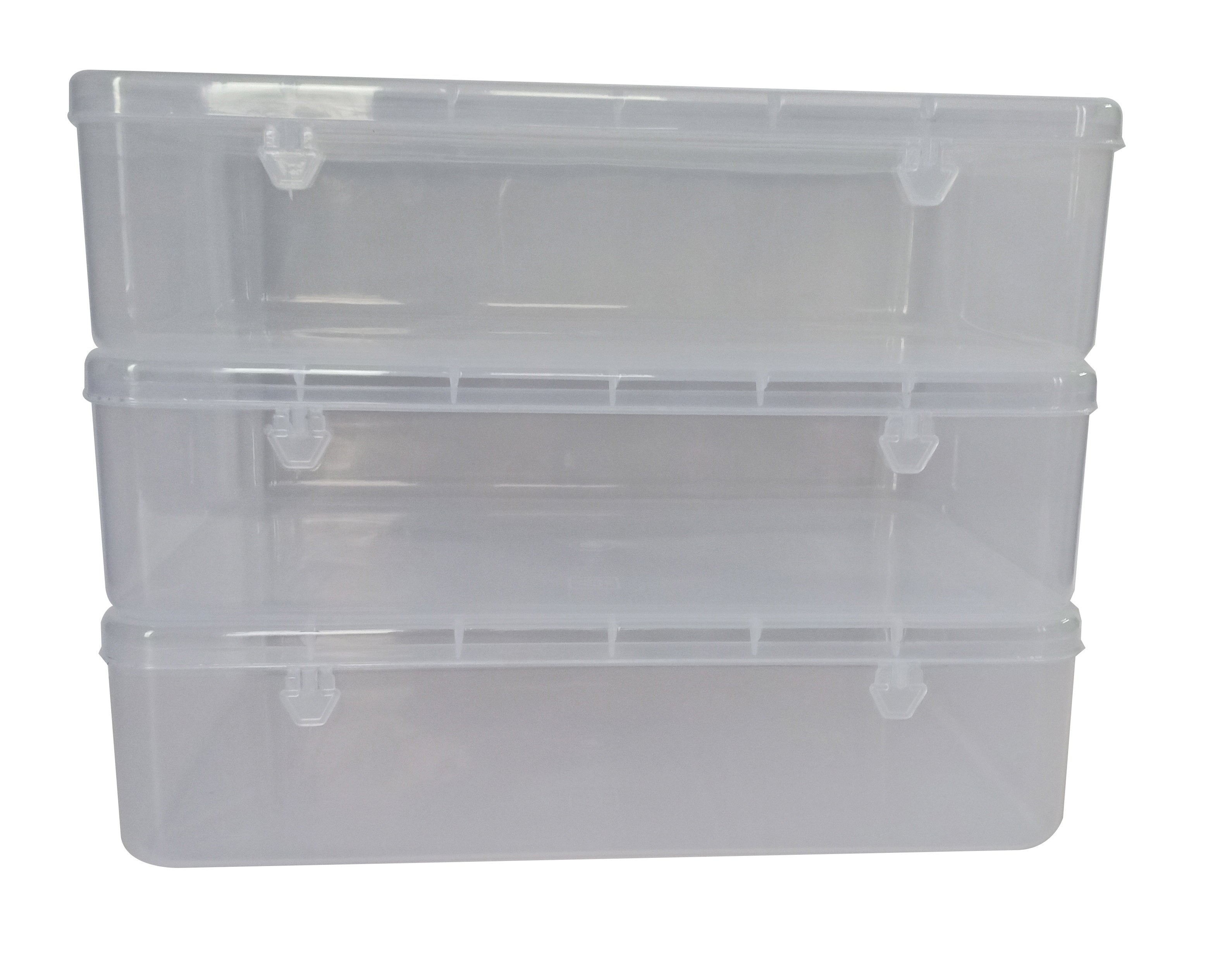 Clear Plastic Large Storage Boxes Size 10.25x6.75x2.5 Inches (Set of 3 ...