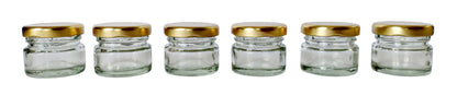 Glass Jars with golden cap set of 6 front view