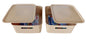 Plastic Checkered Large Storage Basket with lid Beige Colour side & upper view set of 2