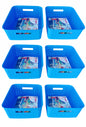 Plastic Checkered Large Storage Baskets without lid Ocean Blue Colour side & upper view set of 6