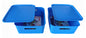 Plastic Checkered Large Storage Basket with lid Ocean Blue Colour  side & upper view set of 2