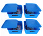 Plastic Checkered Large Storage Basket with lid Ocean Blue Colour upper & side view set of 4