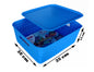 Plastic Checkered Large Storage Basket with lid Ocean Blue Colour showing basket size
