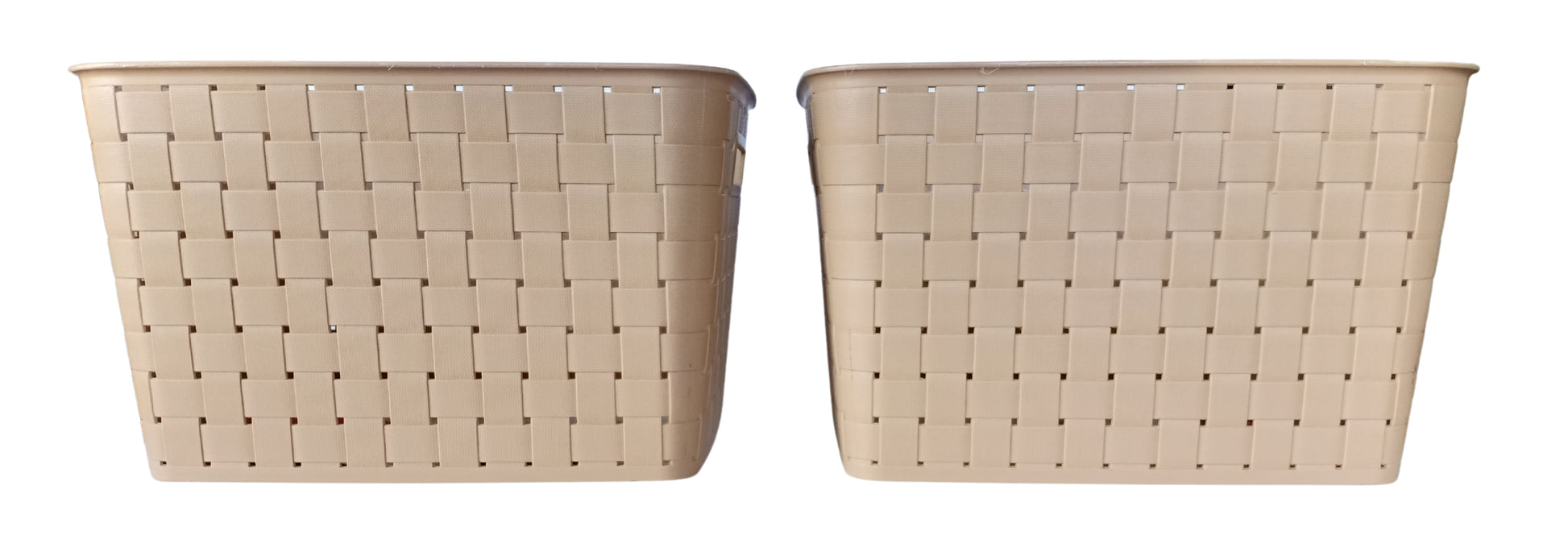 Plastic Checkered Extra Large Storage Baskets Beige Colour side view