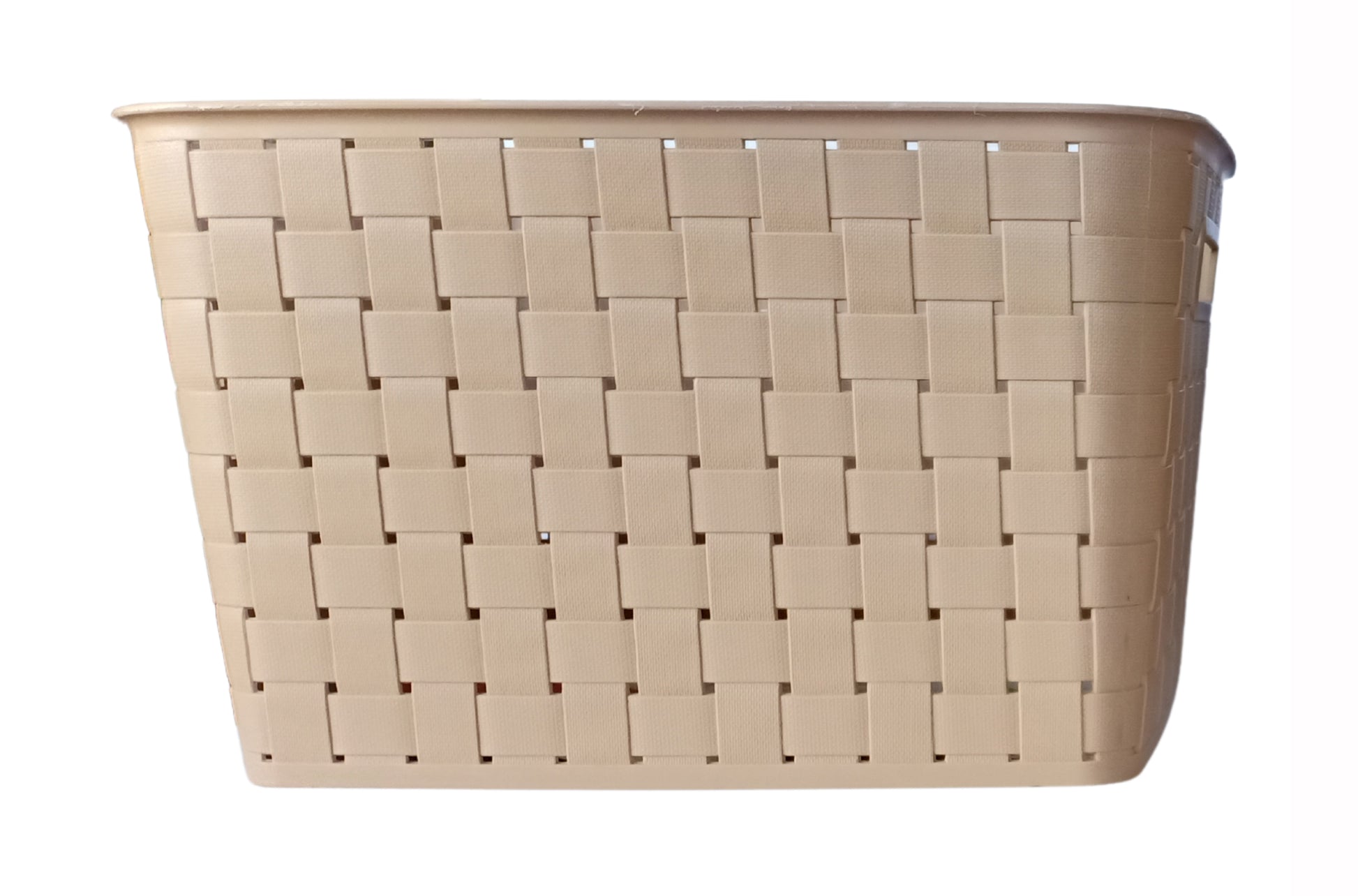Plastic Checkered Extra Large Storage Baskets Beige Colour side view