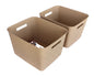 Plastic Checkered Extra Large Storage Baskets Beige Colour side & upper view