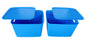 Plastic Checkered Extra Large Storage Baskets with lid Ocean Blue Colour front side view set of 2