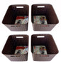 Plastic Checkered Extra Large Storage Baskets without lid Media Chocolate Brown Colour side & upper view set of 4