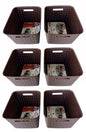 Plastic Checkered Extra Large Storage Baskets without lid Media Chocolate Brown Colour side & upper view set of 6