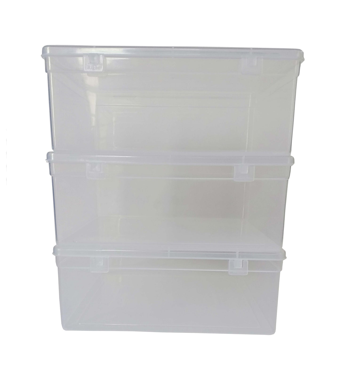 Clear Plastic Medium Storage Boxes set of 3 front  view