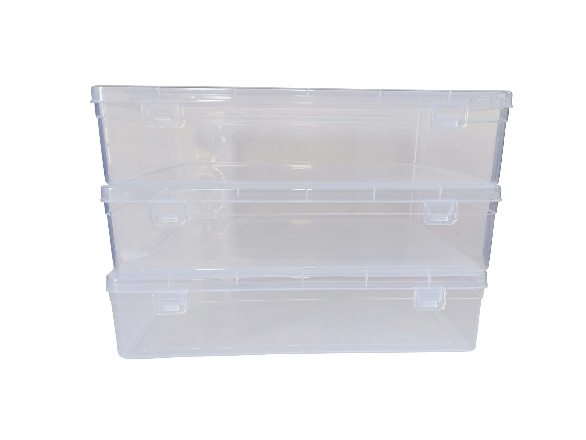 Clear Plastic Extra Large Storage Boxes Size 14x10.5x3.25 Inches