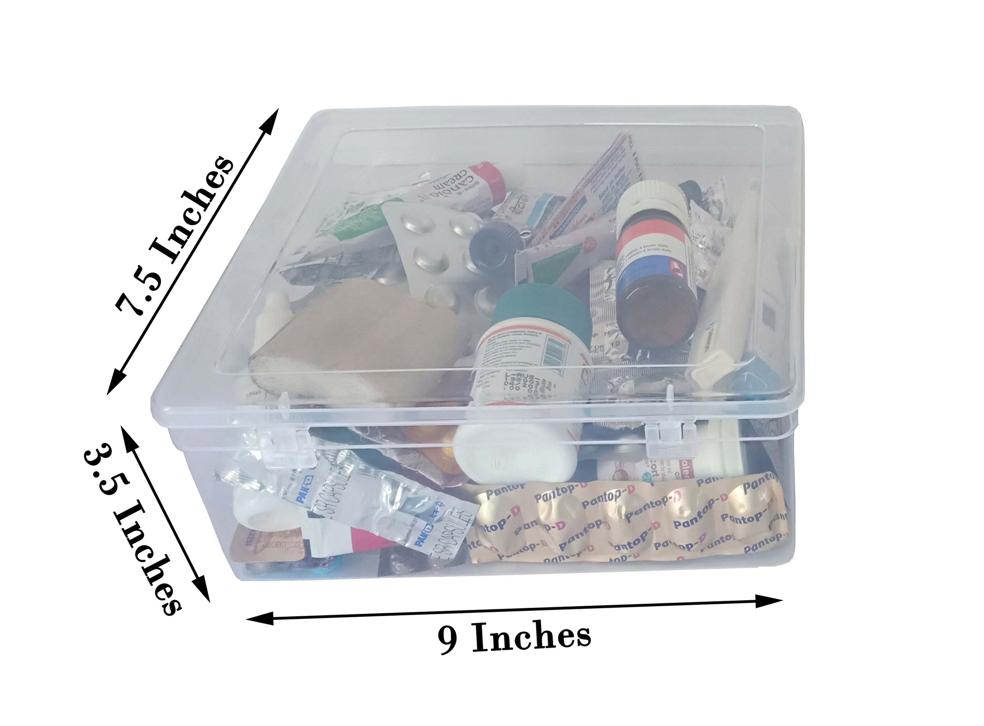 Clear Plastic Medium Storage Boxes front view showing box size