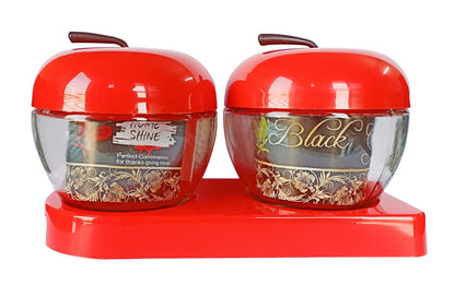 Glass Jars with Red cap front view stand includes set of 2