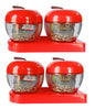 Glass Jars with Red cap front view stand includes set of 4