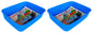 Plastic Checkered Small Storage Basket without lid Ocean Blue Colour upper & side view set of 2