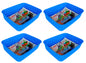 Plastic Checkered Small Storage Basket without lid Ocean Blue Colour side & upper view set of 4